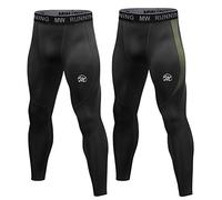 MEETWEE Legging Homme, Running Pantalon de Compression Sport Collant Séchage Rapide Baselayer Long Tight pour Gym Jogging Cyclisme - Noir+Noir-A - XL