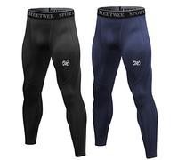 MEETWEE Legging Homme, Running Pantalon de Compression Sport Collant Séchage Rapide Baselayer Long Tight pour Gym Jogging Cyclisme - Noir+Noir-A - XL