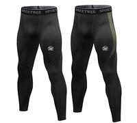 MEETWEE Legging Homme, Running Pantalon de Compression Sport Collant Séchage Rapide Baselayer Long Tight pour Gym Jogging Cyclisme - Noir+Noir-A - M