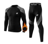MEETWEE Sousvêtements Thermiques pour Homme, Hiver Respirant Sousvêtements Thermiques Ensemble Long Chemise Thermique et Pantalon Thermique Combinaison de Compression pour Homme Ski