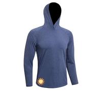 MEETWEE T-Shirt UV Homme Manches Longues Capuche,Bleu Gris,L