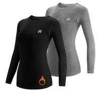 MEETWEE Tee Shirt Thermique Femme, Manche Longue Maillot de Compression Base Layer sous-Vêtements Thermique pour Sports Ski Running