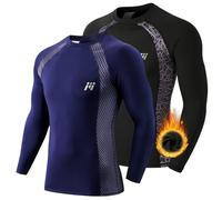 MEETWEE Tee Shirt Thermique Homme, Manche Longue Maillot de Compression Base Layer sous-Vêtements Thermique pour Sports Ski Running
