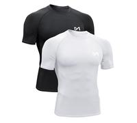 MEETYOO 2pcs T-Shirt de Compression Homme, Maillot de Fitness Fonctionnel à Manches Courtes, Respirant pour Sports, Jogging, Musculation