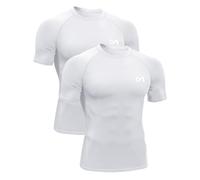 MEETYOO 2pcs Tee Shirt Compression Homme,Maillot de Fitness Fonctionnel à Manches Courtes Maillot de Sport Homme Respirant Maillot de Course pour Sports Jogging Musculation