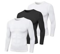 MEETYOO T-Shirt de Compression à Manches Longues pour Hommes Body Shaper Slimming Underwear T-Shirt