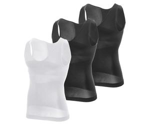 MEETYOO Débardeur Compression Homme,Manches Longues pour Hommes Maillot de Corps Ventre Plat Minceur Gilet Invisible Amincissant sans Manches Body Shaper Tee Shirt