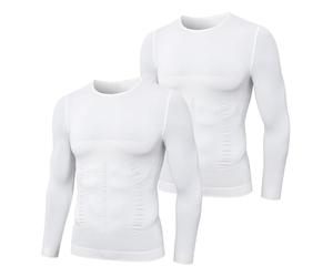 MEETYOO Débardeur Compression Homme,Manches Longues pour Hommes Maillot de Corps Ventre Plat Minceur Gilet Invisible Amincissant sans Manches Body Shaper Tee Shirt