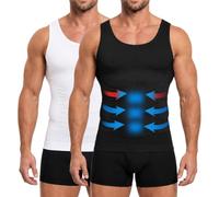 MEETYOO Débardeur Compression Homme Ventre Plat,Noir+Blanc,M