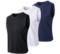 MEETYOO Debardeur Homme, lot de 3 Débardeur,Noir + Bleu + Blanc,XL