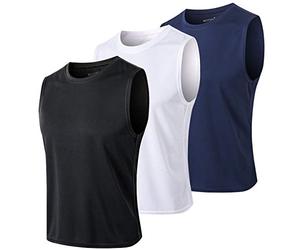 MEETYOO Debardeur Homme, lot de 3 Débardeur,Noir + Bleu + Blanc,XL