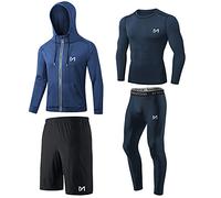 MEETYOO Ensemble Compression Homme Haut Bas Short Manches Courtes Running Gym Sport