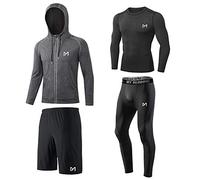MEETYOO Ensemble Compression Homme Haut Bas Short Manches Courtes Running Gym Sport