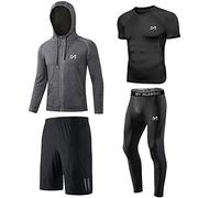 MEETYOO Ensemble Compression Homme Haut Bas Short Manches Courtes Running Gym Sport