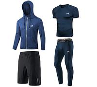 MEETYOO Ensemble Compression Homme Haut Bas Short Manches Courtes Running Gym Sport