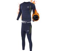 MEETYOO Ensemble de sous-Vêtements Thermiques Homme, Sport Base Layer Maillot Manches Longues Pantalon Quick Dry Sou Vetement pour L'entraînement Ski Running Randonnée, Bleu, Taille L