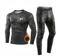 MEETYOO Ensemble de sous-vêtements Thermiques pour Homme,Longs sous-vêtements Fonctionnels, Respirants,pour Le Sport, l'entraînementle Ski, la Course,la randonnée,Noir/Camouflage,XXL