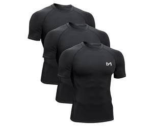MEETYOO Hauts Compression de Running Homme,Noir+Noir+Noir,XXL