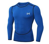 MEETYOO Homme Tee Shirt Compression Homme Manche Longue, Baselayer Maillot Running Vetement Fitness pour Sports Jo Chemise, Bleu, M EU