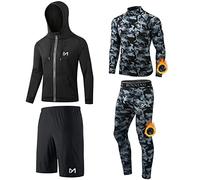 MEETYOO Tee Shirt Compression Homme, Legging Sport Short Fitness T Shirt Manche Longue Veste Collant Gym Running Vetement pour Jogging Musculation
