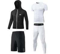 MEETYOO Tee Shirt Compression Homme, Legging Sport Short Fitness T Shirt Manche Longue Veste Collant Gym Running Vetement pour Jogging Musculation