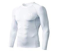 MEETYOO Homme Tee Shirt Compression Homme Manche Longue, Baselayer Maillot Running Vetement Fitness pour Sports Jo Chemise, Blanc, S EU