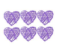MEEVINWH Lot de 6 boules décoratives en rotin en forme de cœur à monter soi-même, pour décoration de mariage ou de fête. (Rose)