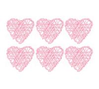 MEEVINWH Lot de 6 boules décoratives en rotin en forme de cœur à monter soi-même, pour décoration de mariage ou de fête. (Blanche)