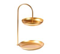 MEEVINWH Plateau Porte-Bijoux Double Couche, pour matériau en Fer de qualité supérieure, Organisateur de Rangement Polyvalent, Facile à Nettoyer, présentoir au Design Minimaliste (Or)