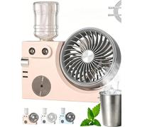 MEEVINWH Portable Misting Table Fan, Portable Usb Rechargeable Misting Table Fan,Personal Cooling Mister Fan With Water Tank, 3-Speed 60° Adjustable For Home Office Dorm Outdoor Travel(Pink)