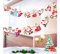 MeevrgR Bannière de Noël en carton à suspendre de 2,5 m - Décoration festive avec Père Noël, élan et chaussette pour sapin de Noël ou fenêtre de maison, rouge et vert