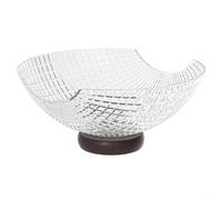 MeevrgR Bol à fruits, support de présentation en forme d'entonnoir avec base en bois d'hévéa robuste, pièce maîtresse pour table de cuisine et de salle à manger, 26 x 26 x 11 cm (blanc)