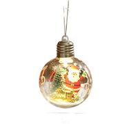 MeevrgR Boule de Noël LED en plastique transparent à suspendre, décoration festive lumineuse avec pile bouton, motif Père Noël ou renne pour arbre de vacances, 11 x 8 x 6,5 cm
