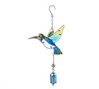MeevrgR Carillon éolien pour décoration de jardin en plein air, colibri en métal et verre avec sons apaisants, 35 cm, vert/bleu pour décoration de véranda, maison
