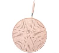 MeevrgR Écran anti-éclaboussures en silicone résistant à la chaleur, huile pour éclaboussures avec poignée ergonomique, passe au micro-ondes pour poêles de cuisine, couvercle perforé, gris (rose)