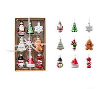 MeevrgR Ensemble de décorations de Noël en verre avec bonhomme de neige, maison, ange, arbre - Décorations festives multicolores fabriquées à la main - Pièces maîtresses saisonnières traditionnelles