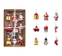 MeevrgR Ensemble de décorations de Noël en verre avec bonhomme de neige, maison, ange, arbre - Décorations de vacances festives multicolores fabriquées à la main - Pièces maîtresses saisonnières