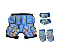 MeevrgR Équipement de protection des hanches pour le patinage et le ski en plein air avec rembourrage en EVA épais pour absorber les chocs, convient pour 20-30 kg, noir bleu + genou + coude Taille S