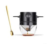 MeevrgR Filtre à café réutilisable en acier inoxydable - Pour goutteurs à cône Hario, design pliable et antirouille, infusage durable, filtre à café portable facile à nettoyer (noir)