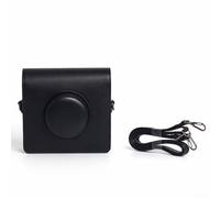 MeevrgR Grand étui de protection en cuir synthétique pour appareil photo Instax 15 × 14,5 × 8,5 cm avec bandoulière (gris) - Protection anti-rayures de style vintage, Voir image, Noir