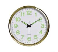 MeevrgR Horloge murale lumineuse galvanisée de 30,5 cm : quartz élégant pour décoration d'intérieur, mécanisme phosphorescent pour chambre à coucher et salon visibilité la nuit (or, blanc)