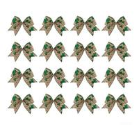 MeevrgR Kit de 16 nœuds papillon de Noël de 15,2 x 15,2 cm, nœuds festifs en tissu, décoration de vacances pour couronnes, arbres et cadeaux, accents décoratifs vert vif