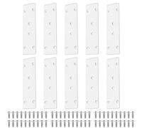MeevrgR Lot de 10 connecteurs plats en acier inoxydable pour meubles, 170 x 48 mm, 2 mm d'épaisseur, équerres d'angle à 6 trous avec vis pour lits, étagères, tables