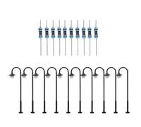 MeevrgR Lot de 10 lampes LED pour modélisme ferroviaire 1:160 échelle N 4,5 cm Tête ronde pour échelle HO ou N, noir, avec résistances