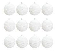 MeevrgR Lot de 12 décorations de Noël bohèmes - Corde de jute rustique en marron, blanc, beige, décoration à suspendre pour arbre de 6 cm pour maison de vacances (blanc)