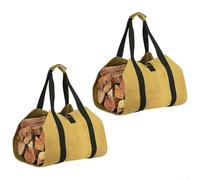 MeevrgR Lot de 2 sacs de transport de bûches, sacs de transport de bûches, sacs de transport imperméables pour bois de chauffage, grande capacité, pliable pour la maison, l'intérieur et l'extérieur,