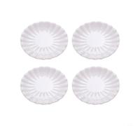 MeevrgR Lot de 4 assiettes rondes en mélamine blanche avec bords floraux en relief pour la maison et le restaurant, service de table résistant aux chocs (25,4 cm)