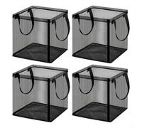 MeevrgR Lot de 4 paniers de plantation en maille avec poignées - Pots de fleurs carrés et ronds pour nénuphars, lotus, fleurs de jardin et légumes (carrés)