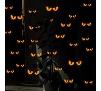 MeevrgR Lot de 54 paires d'autocollants muraux phosphorescents d'Halloween en PVC imperméable pour fenêtres, murs, portes, intérieurs et extérieurs (rouge)