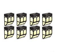 MeevrgR Lot de 8 appliques murales solaires à DEL - Éclairage extérieur à changement de couleur double pour clôture/terrasse/allée, étanche, automatique du crépuscule à l'aube et lumières de sécurité